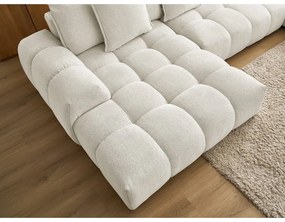 Fehér zsenília kinyitható-tárolóhelyes sarokkanapé (jobb oldali-U alakú) Everest – Bobochic Paris