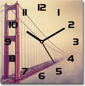 Négyzet alakú üveg falióra San Francisco híd 30x30