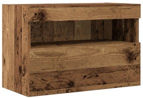 LED világítással ellátott TV faliszekrény régi fa 60x30x40 cm