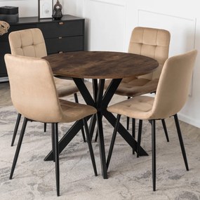 Étkezőasztal 90 cm méretben, rusztikus tölgy/fekete színben LAUREN