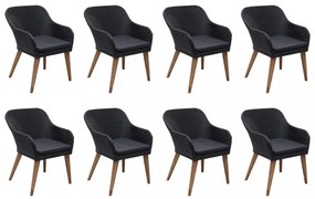 9 részes fekete polyrattan kerti étkezőgarnitúra