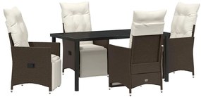 vidaXL Kert étkező szett párnával 5 pcs Barna polirattan