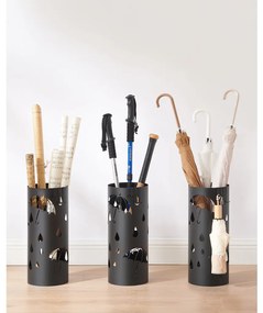 Esernyőtartó, kör alakú esernyő mintás, fekete 17x17x41cm