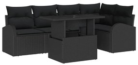Kerti Kanapé Szett párnával 6 pcs Fekete 100 x 55 x 73 cm