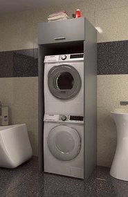 Szekrény mosógép és szárítógép fölé, grafit, JERGI