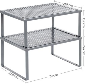 Konyhai rendszerező polc, 2 db, ezüst