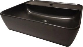CeraStyle ONE - PULTRA ültethető - Top Counter- porcelán mosdó - MATT FEKETE - csaplyukas - 55 x45cm