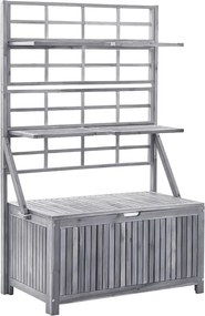 vidaXL szürke tömör akácfa rácsos tárolóláda 99 x 55 x 160 cm