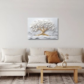 Üveg kép – 3D elegáns életfa virágokkal (70x50 cm)