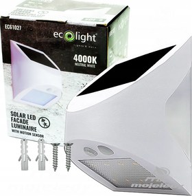 Homlokzati napelemes lámpa 3W 4000K Pir mozgásérzékelő szürkületig 20 óra