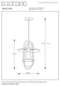 Lucide 74309/01/34 - Csillár zsinóron MASSON 1xE27/40W/230V sárga