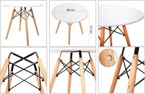 Étkezőasztal, fehér/bükk, GAMIN II NEW 80cm