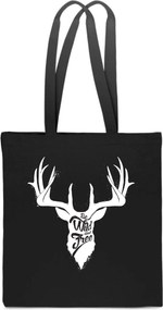 Öko pamut bevásárló táska Be Wild Free vad szabad szarvas agancs TT_198