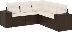 vidaXL 5 részes barna polyrattan kerti ülőgarnitúra párnával