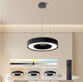 Brilagi - dimmelhető LUMIX LED csillár, 48W, 230V, 3000-6000K, fekete, Ø 50 cm + távirányítóval