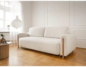 Elefántcsont színű buklé kinyitható-tárolóhelyes kanapé 244 cm Arcadova – ELTAP