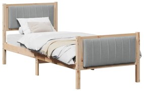 Ágykeret Barna és világosszürke 75 x 190 cm Tömör fenyőfa