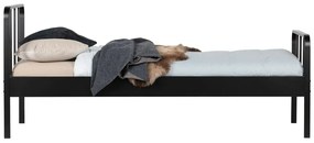 Fekete fém egyszemélyes ágy ágyráccsal 90x200 cm Mees – WOOOD