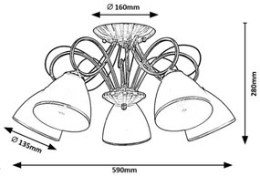 Brilagi - FRED felületre szerelhető csillár, 5xE27/60W/230V, Ø 59 cm, bronzszínű