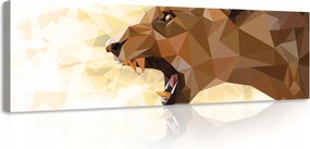 Vászonkép 145x45 Oroszlán sokszög oroszlán üvöltés vad természet geometria erő