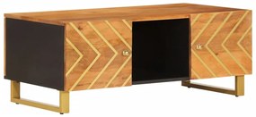Barna és fekete tömör mangófa dohányzóasztal 100 x 54 x 40 cm