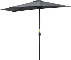 Outsunny Kerekesszékes Napernyő Kerti Napernyő, Fém, Félkör, Szürke+Fekete | Aosom