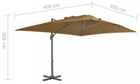tópszínű konzolos kerti napernyő alumíniumrúddal 400 x 300 cm
