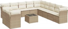 vidaXL 12 részes bézs polyrattan kerti ülőgarnitúra párnákkal