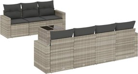 vidaXL 8 részes világosszürke polyrattan kerti ülőgarnitúra párnával