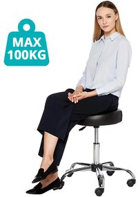 Gurulós kozmetikai szék állítható magassággal-fekete