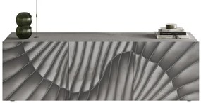 SNAKE háromajtós komód, betonhatású testet és szürke, díszített mintázatú előlapokkal