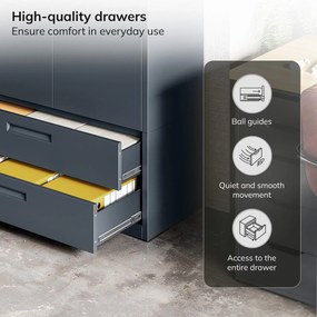 MEGAN moduláris többfunkciós fém szekrény lábazaton, antracit, 1600 x 900 x 400 mm