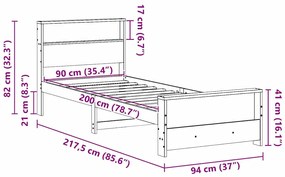 vidaXL Ágykeret fejtámlával Barna 90 x 200 cm Faanyag