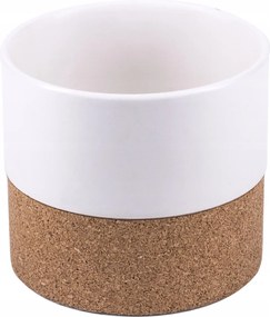 Kerámia kaspóvédő parafadugóval Kicsi fehér 9 x 10 cm matt