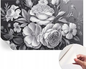Öntapadós tapéta Divatos 3D fali ragasztóval Szürke virágok 416x254 cm