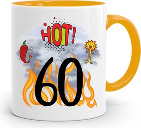 Születésnapra 60 60-es 60-as Bögre Sárga Ajándék fényképes nyomattal