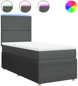 vidaXL sötétszürke szövet rugós ágy matraccal 80 x 200 cm