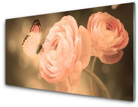 Üvegkép Butterfly Roses Természet 120x60cm 2 fogas