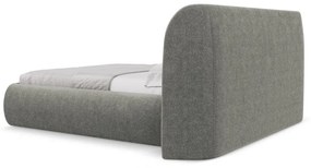 Szürke kárpitozott ágyneműtartós franciaágy ágyráccsal 140x200 cm Hauke – Makamii