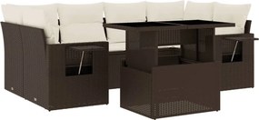 vidaXL 7 részes barna polyrattan kerti ülőgarnitúra párnákkal