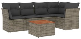 6 részes szürke polyrattan kerti ülőgarnitúra párnákkal