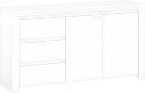 Komód 2D3S, fehér fényes, LINDY