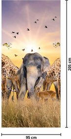 Fotótapéta ajtóra - afrikai állatok (95x205cm)