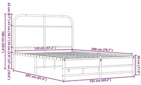 ágykeret matrac nélkül 120x200 cm barna tölgyfa műfa