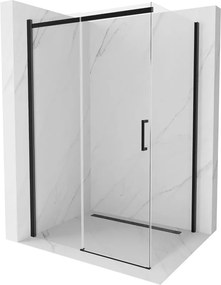 Mexen Omega 120 x 80 cm-es toló zuhanykabin, átlátszó, fekete - 825-120-080-70-00