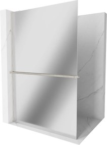 Mexen Kioto+ L, Walk-In zuhany paraván polccal és akasztóval 100 x 200 cm, 8 mm-es üveg tükör mintával, csiszolt acél profil, 800-100-123-97-50