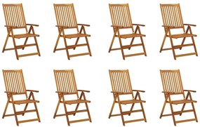 vidaXL 8 db összecsukható tömör akácfa kerti szék párnával