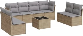 vidaXL 9 részes bézs polyrattan kerti ülőgarnitúra párnákkal