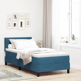 Boxspring ágy matraccal & LED Sötétkék 90x190 cm Bársony