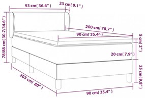 sötétbarna szövet rugós ágy matraccal 90 x 200 cm